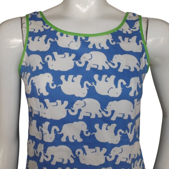 LILLY PULITZER Mini Dress, 2, Blue/White Elephants, Cathy Shift, Tusk in Sun - Picture 2 of 16